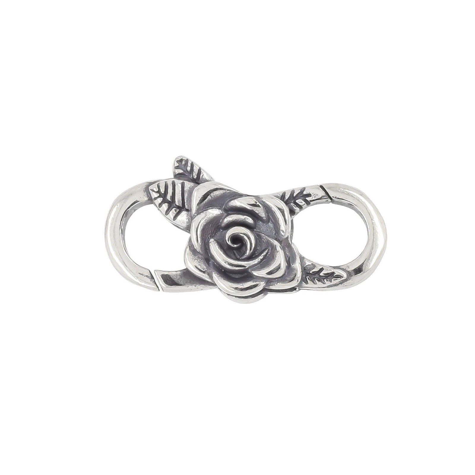 Oxidized Sterling Silver Rose Double Opening Infinity Lobster Clasp #51901