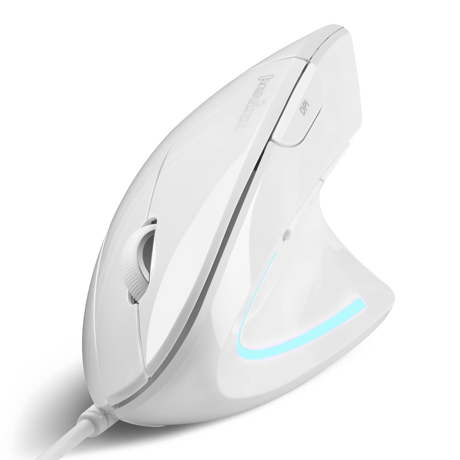 PERIMICE-513W Wired Ergonomic USB Mouse - 6 Buttons with White