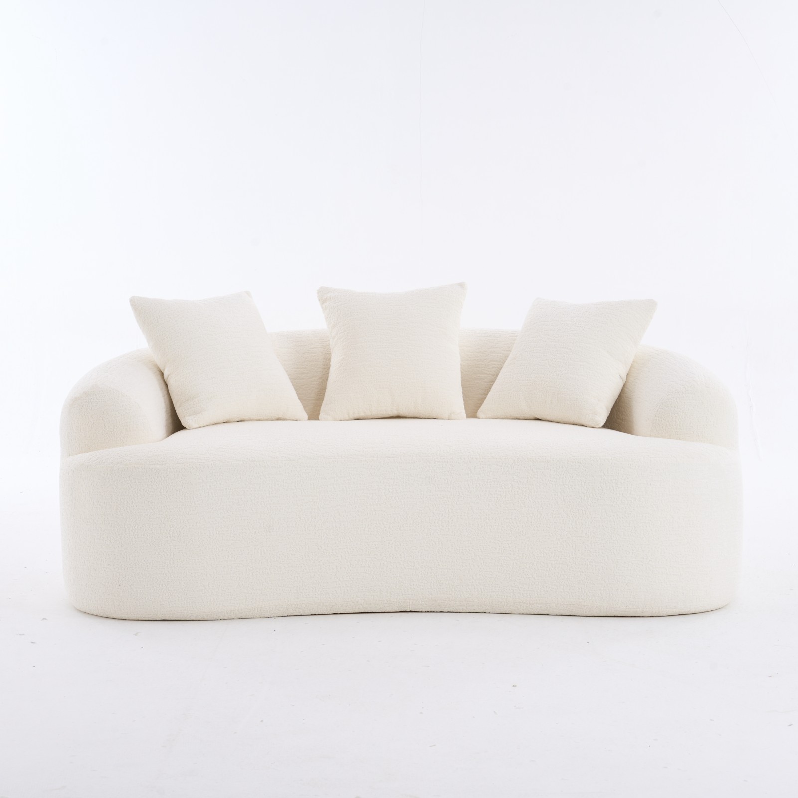 Curved Loveseat Sofa 65" 30D Chenille Compact for Small Spaces 300lbs 3 Pillows