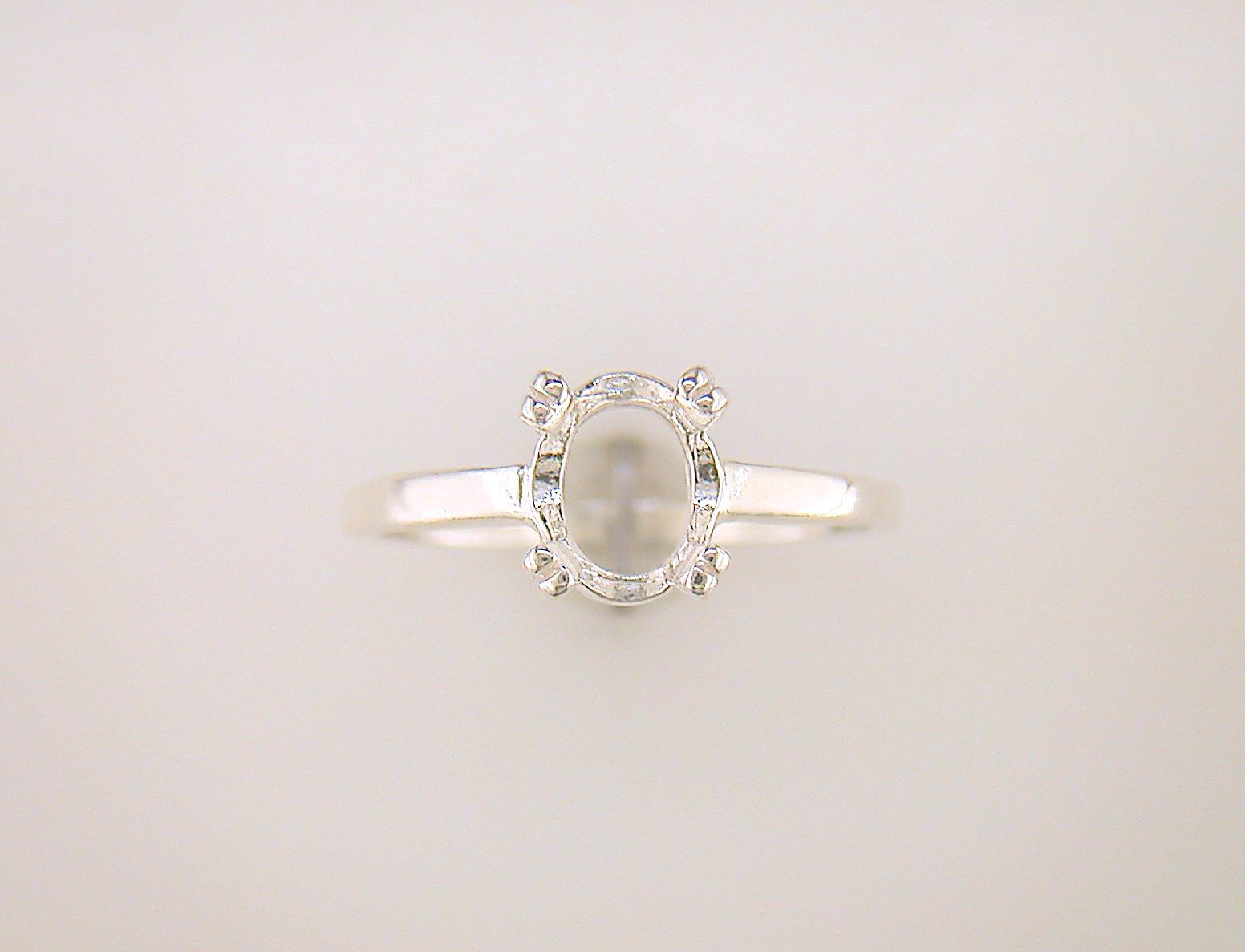 8 x 6 mm Oval Double Prong Solitaire Ring Setting Sterling Silver