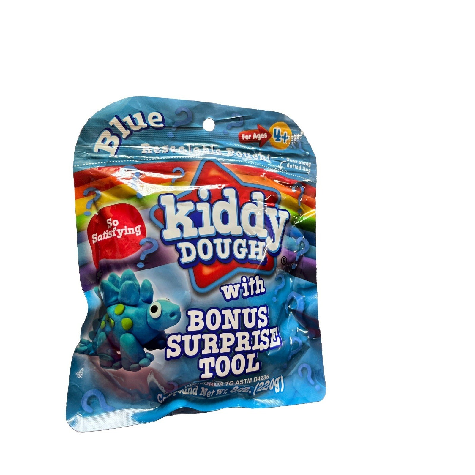 Kiddy Dough Play Pouch 8 Ounce. Color Blue Surprise Tool Inside New Sealed