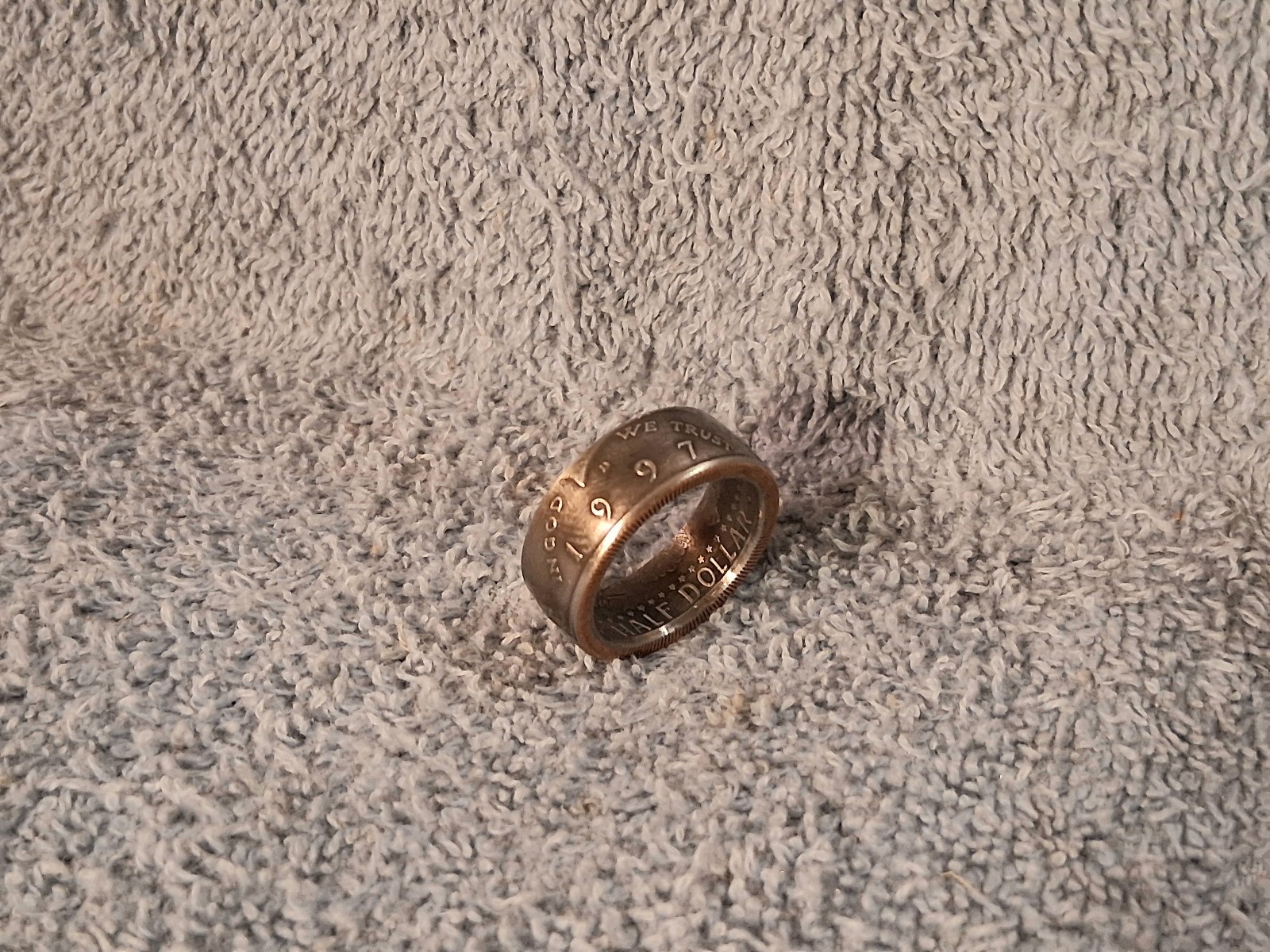 1997  Kennedy Half Dollars  size 9   coin ring  handmade mixed metals