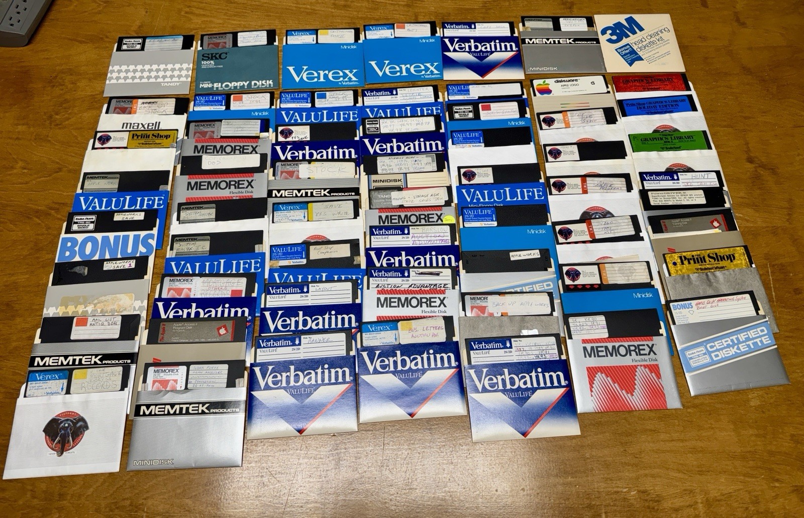 Lot of 59 Vintage 5.25” Floppy Disks Verbatim Memorex Maxell Tandy