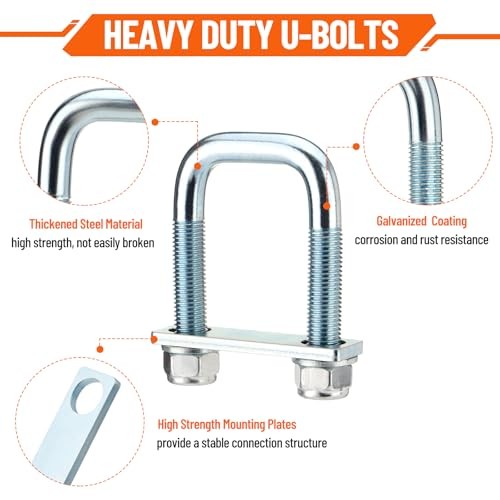 4 Pack Square U Bolt for 2 Inch Wide Leaf For 2" Wide Leaf Spring-4 Pack