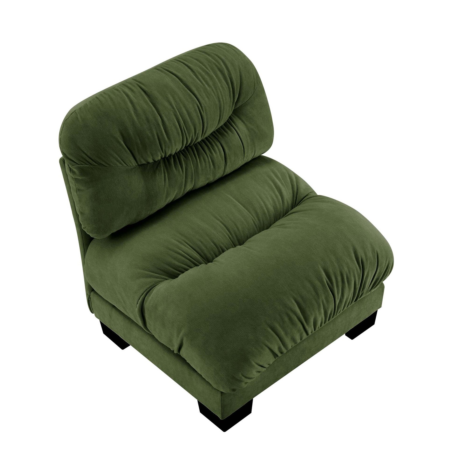Modular Armless Sofa, Chenille Fabric Green, Ergonomic Plush Backrest