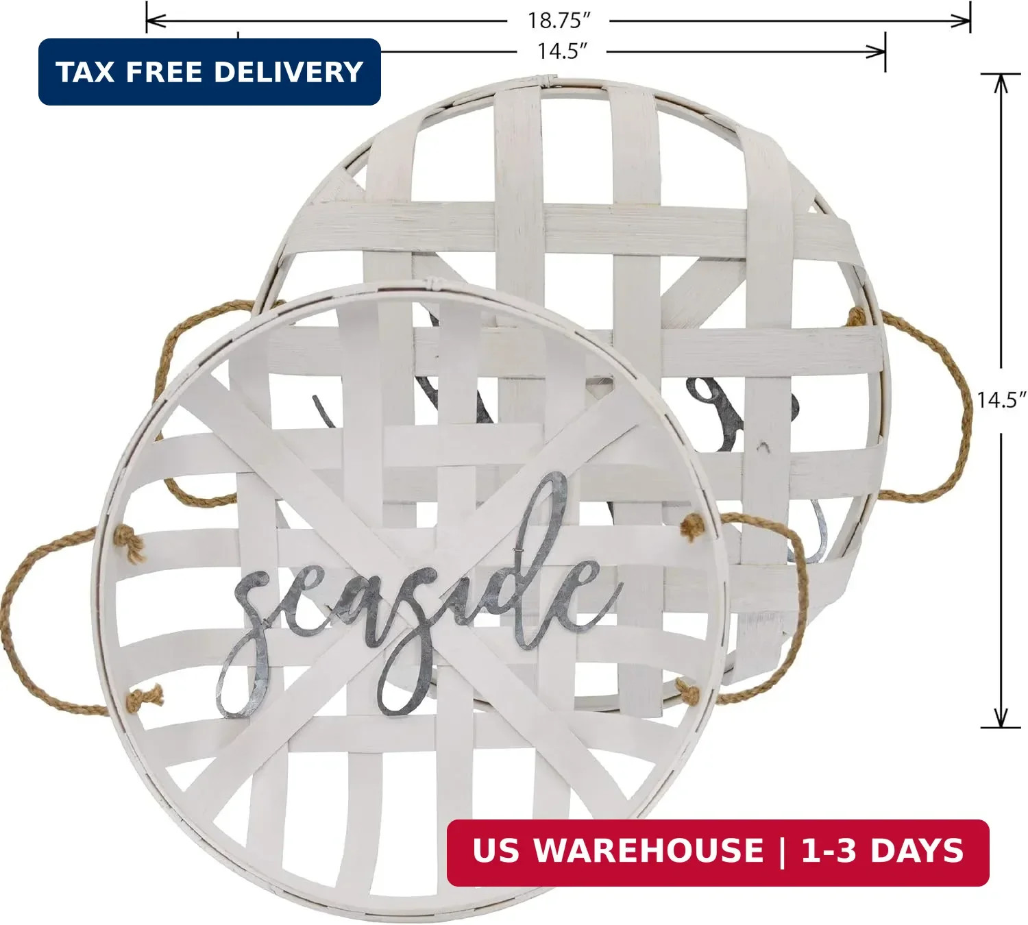 Seaside White Tobacco Basket Wall Decor