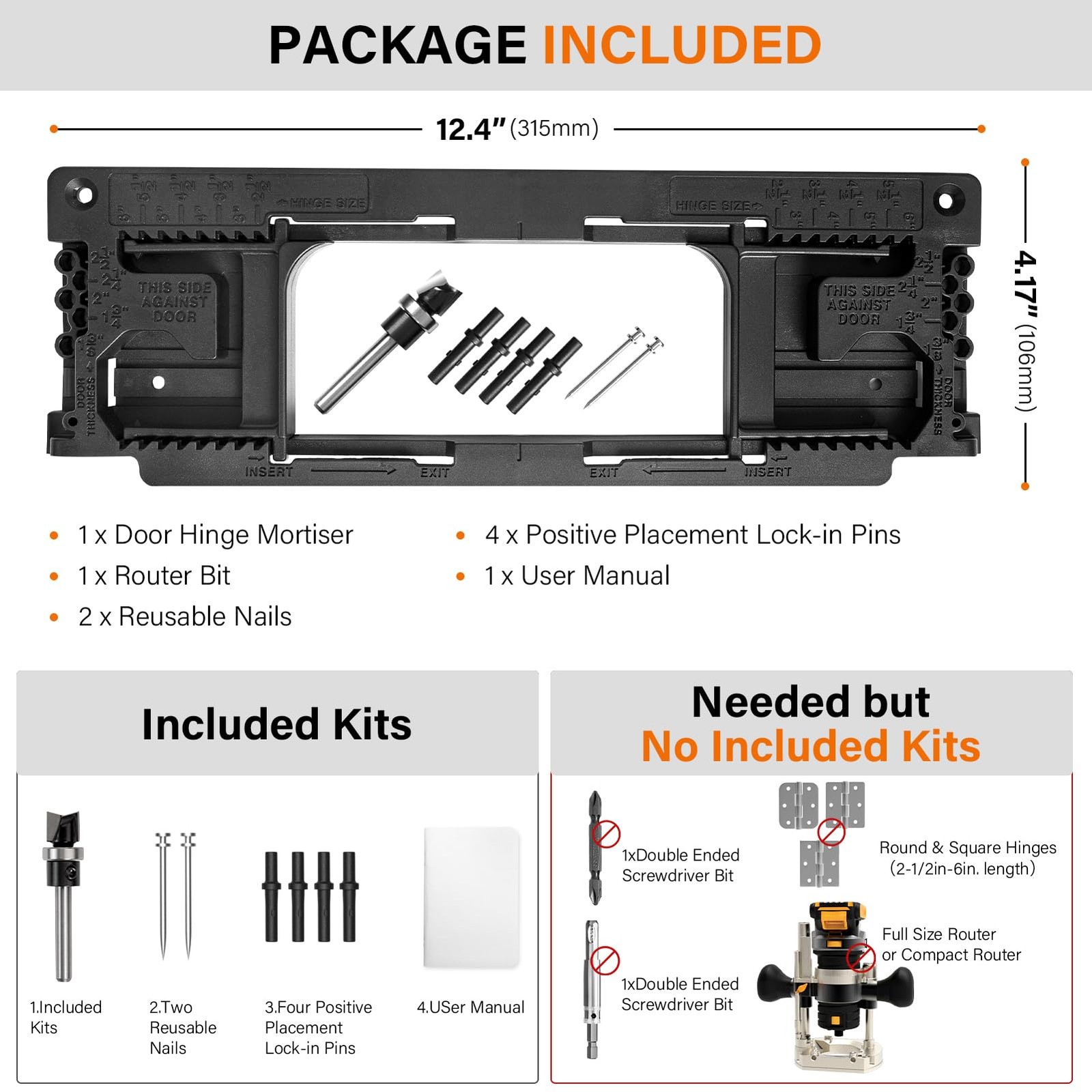 Door Hinge Jig, Door Hinge Mortiser Hinge Installation Kit, Hinge Jig for Doo...