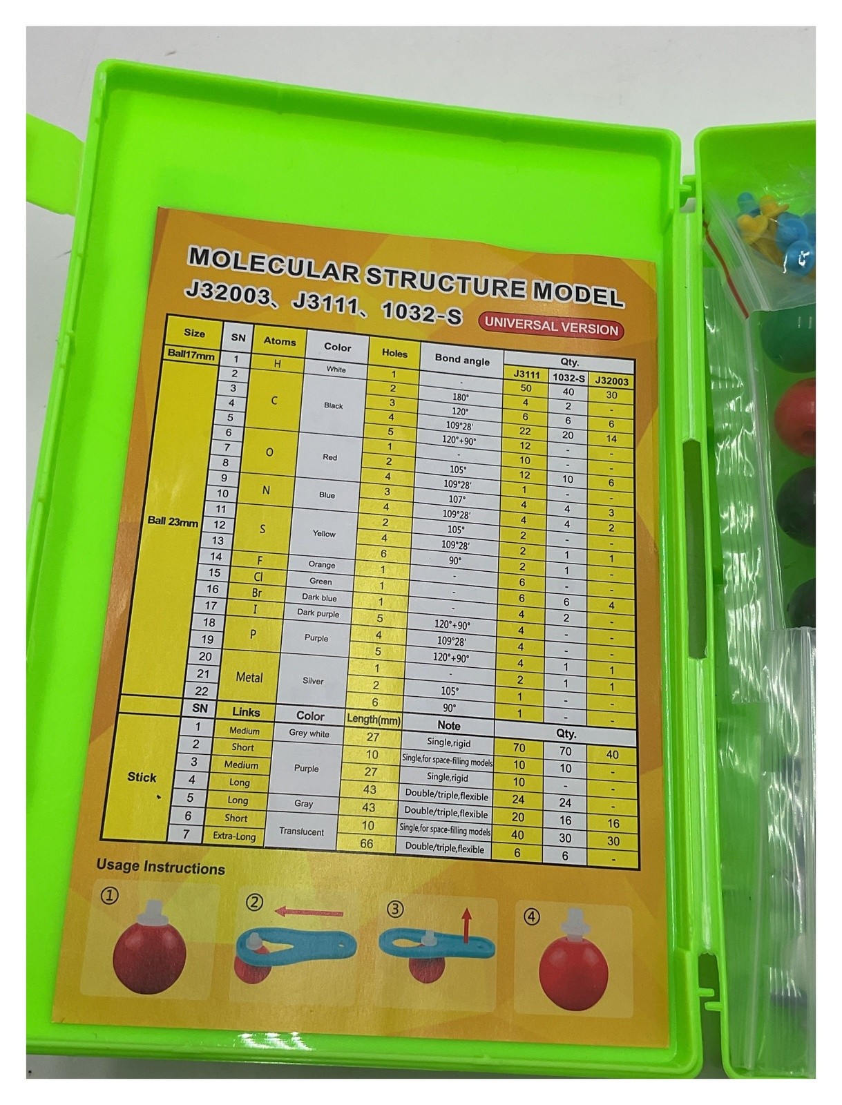 EXBEPE Molecular Structure Model Kit J32003 New Chemistry Set