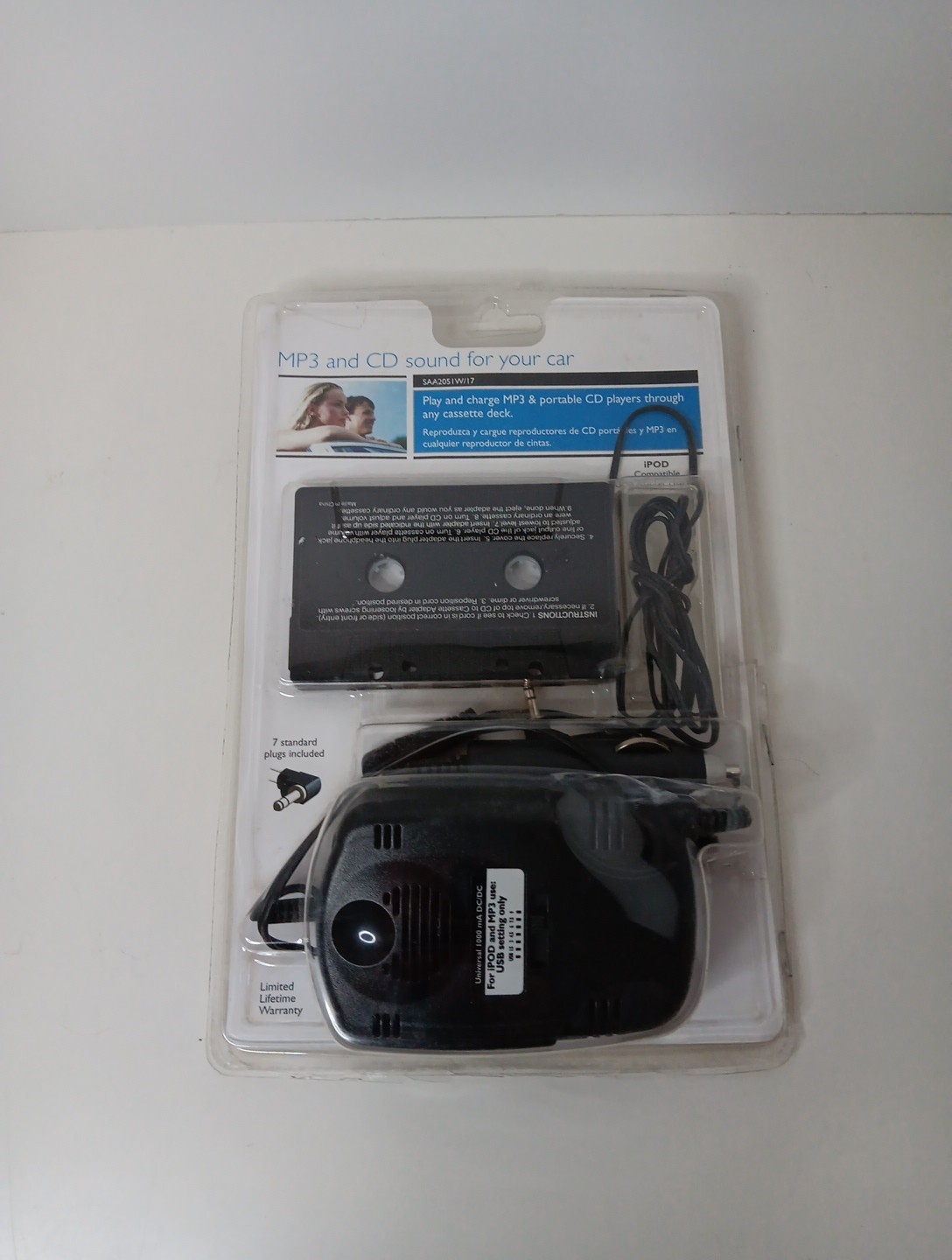 Philips SAA2051W/17 MP3 And CD Universal Cassette Adapter (Black) SEALED NEW