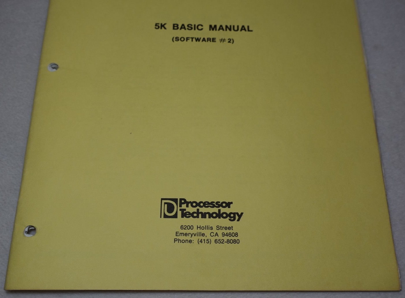5K Basic Manual Software #2 Processor Technology 1976 Original Publication