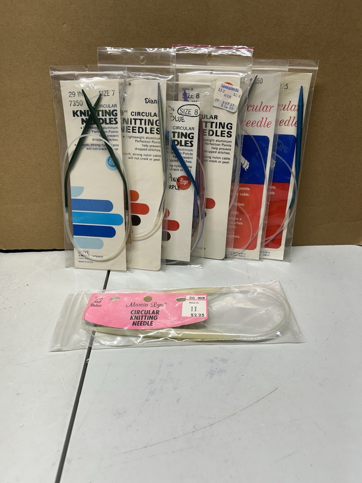 Vintage Lot Of NEW Boye Circular Knitting Needles Plus 1 NEW Marcia Lynn