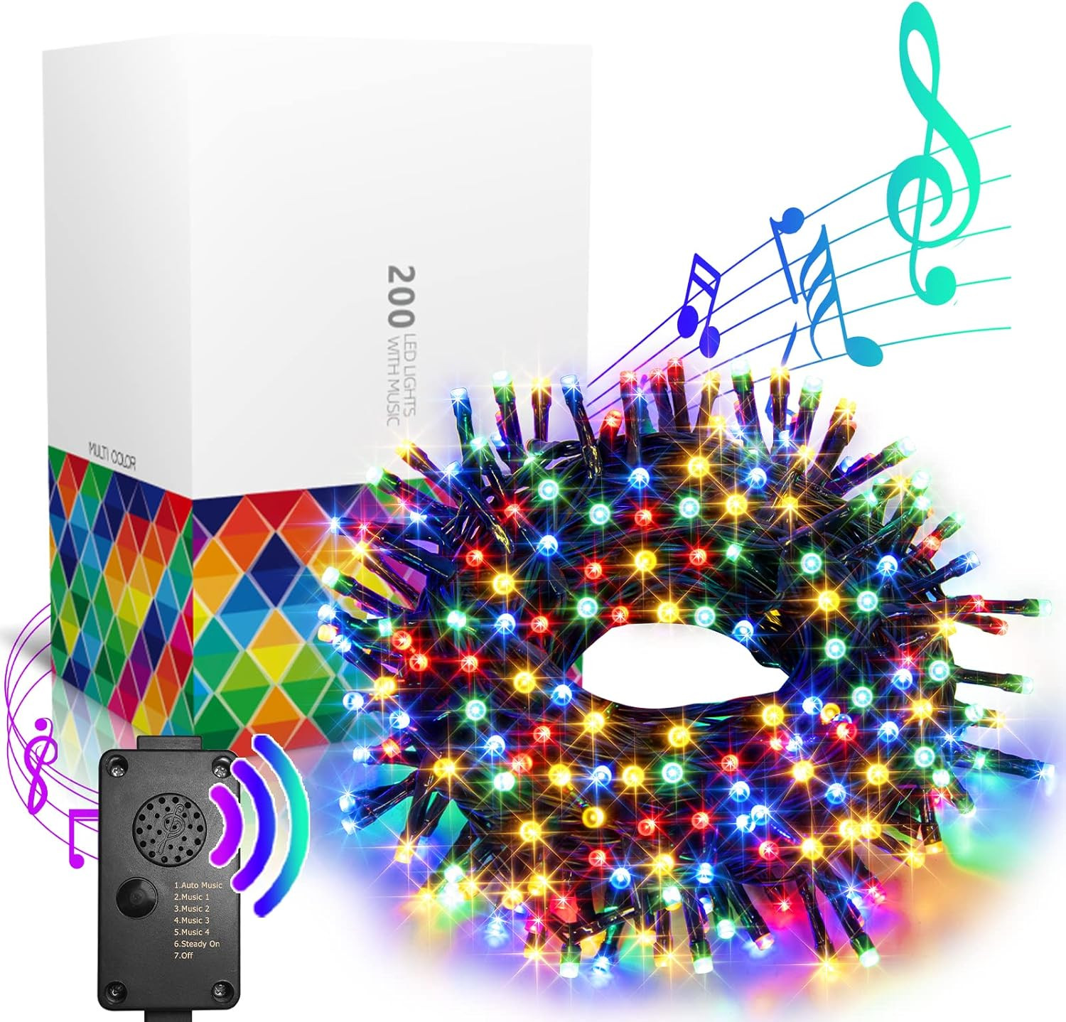 Christmas Lights Outdoor 82Ft 200LT Christmas Lights with Cheerful Music Infrare