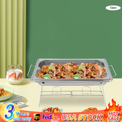 12pcs Foldable Chafing Wire Racks Full Size Catering Buffet Stand Serving Tray