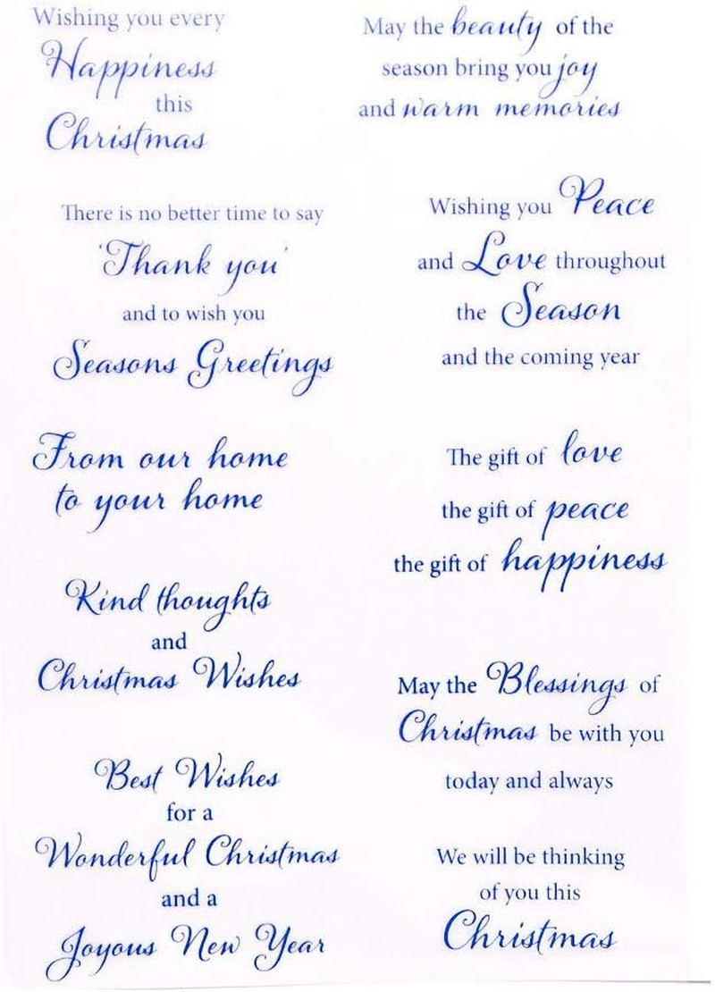 Merry Christmas Happy New Year Happy Birthday Verses Phrase Rubber Stamps Clear