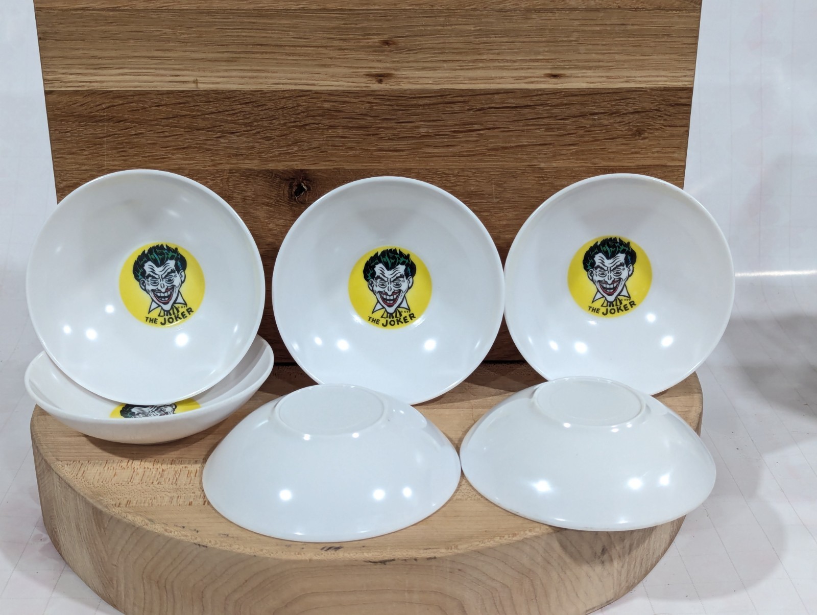 VINTAGE 1960’s THE JOKER PLASTIC BOWL 5" - DC COMICS BATMAN ROBIN, Set Of 2