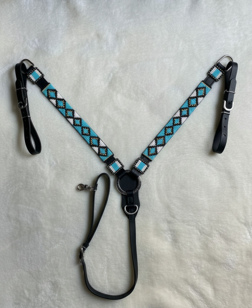 Martin Saddlery Western Premium Leather Equestrian Bead Headstall, Breast Collar