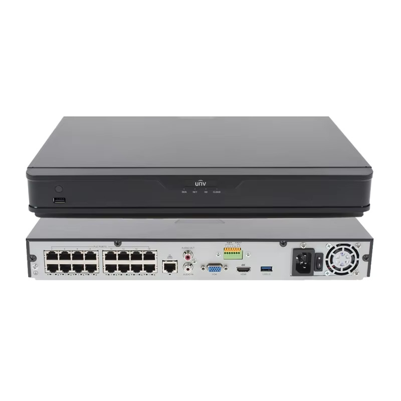 UNV 16-Channel 4K AI NVR NVR302-16B-P16-IQ 16-Port PoE 12MP Intelligent Recorder