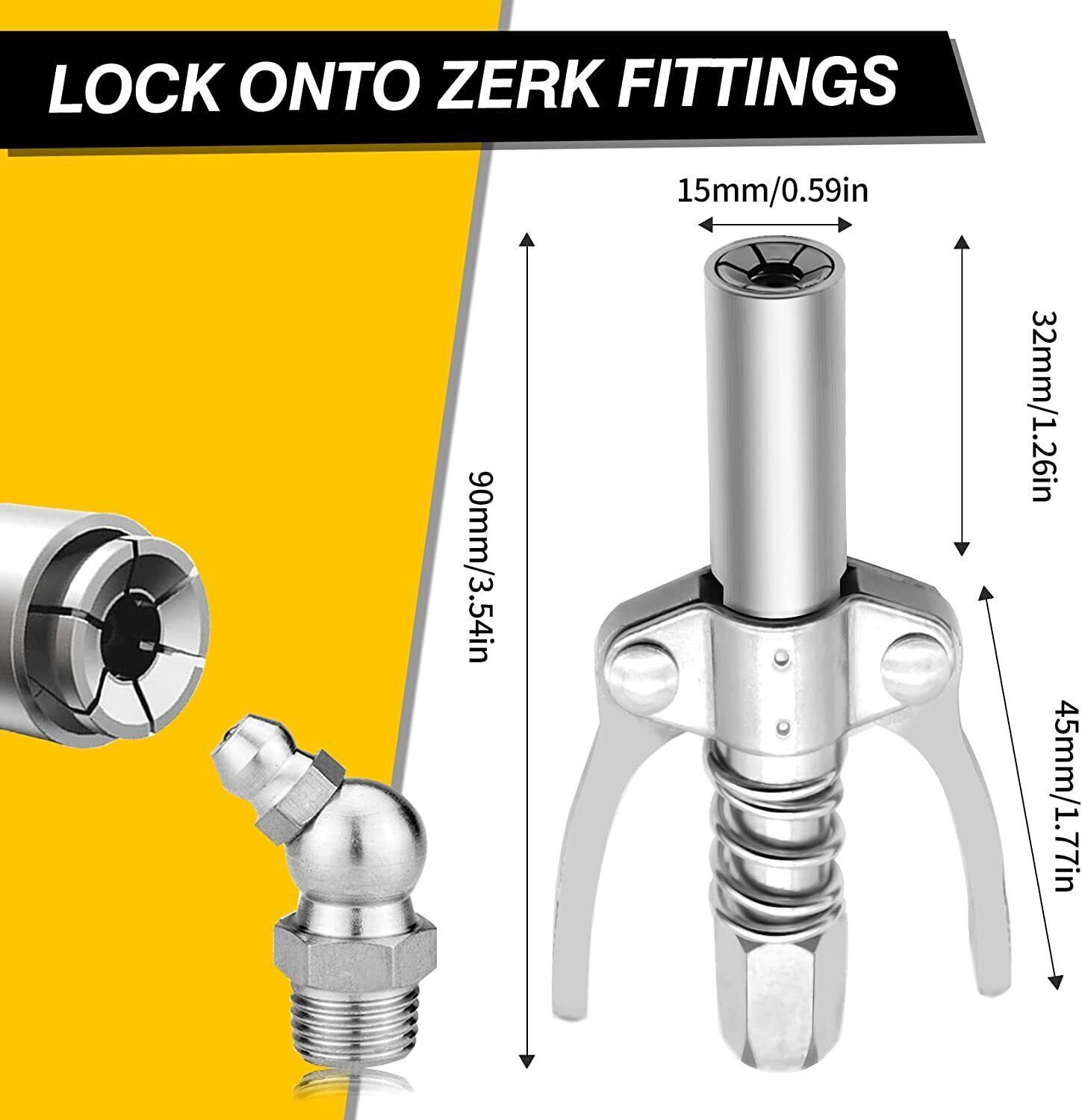 High Pressure 10000PSI Grease Gun Coupling Coupler End Fitting 1/8”NPT Kit