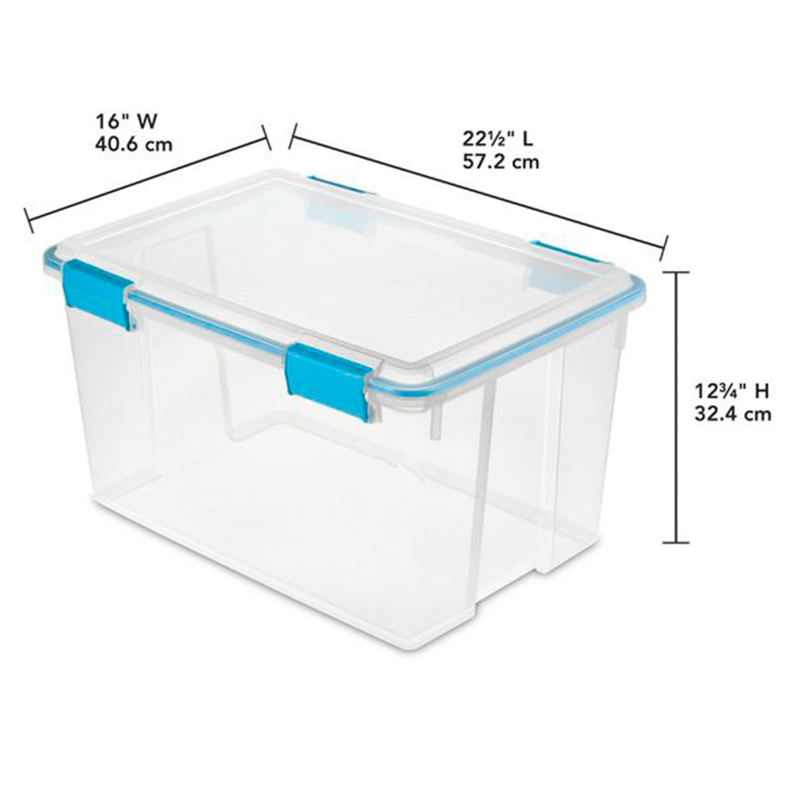 Sterilite 54-Qt Clear Plastic Stackable Storage Bin w/ Gasket Latch Lid, 12 Pack