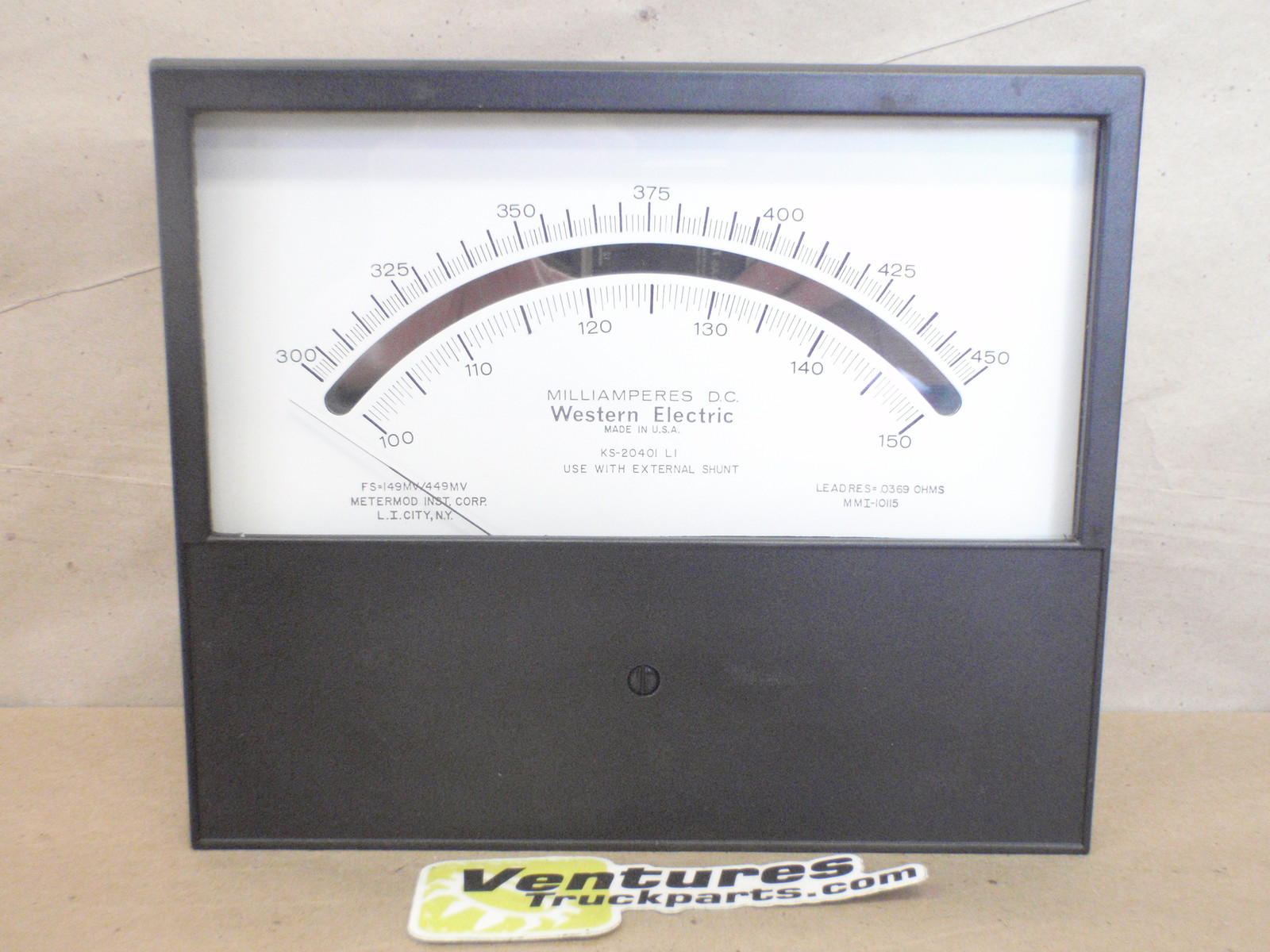 Milliampere D.C Panel Meter Western Electric KS-2040I LI  FS=149MV/449MV USA