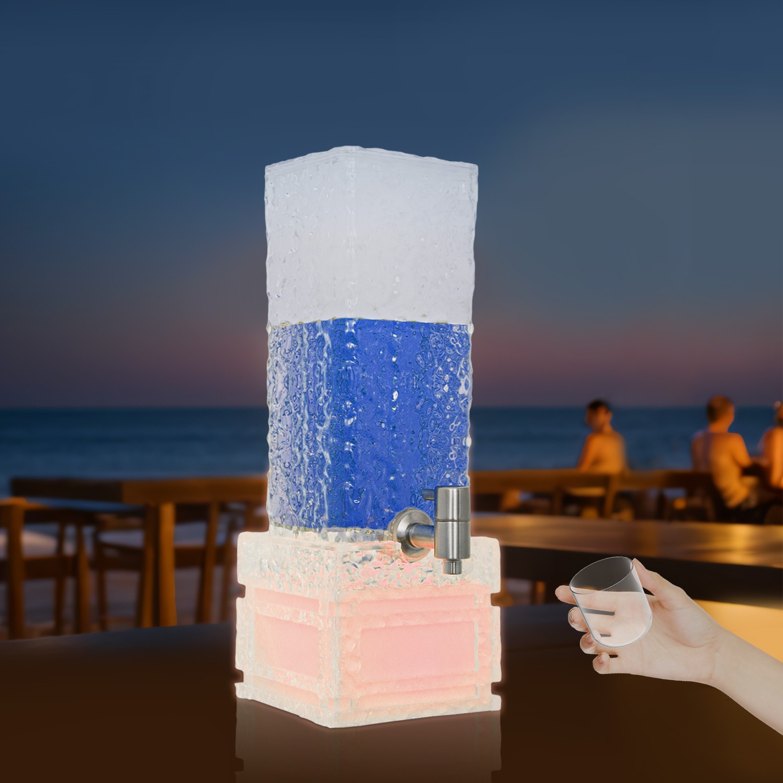 0.79gal Party Beverage Dispenser Water Juice Drink Dispenser RGB LED Light