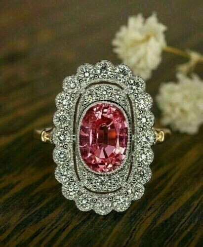 Oval Lab Created Tourmaline Wedding Women's Ring 14K Rose Gold Plated 925 Silver