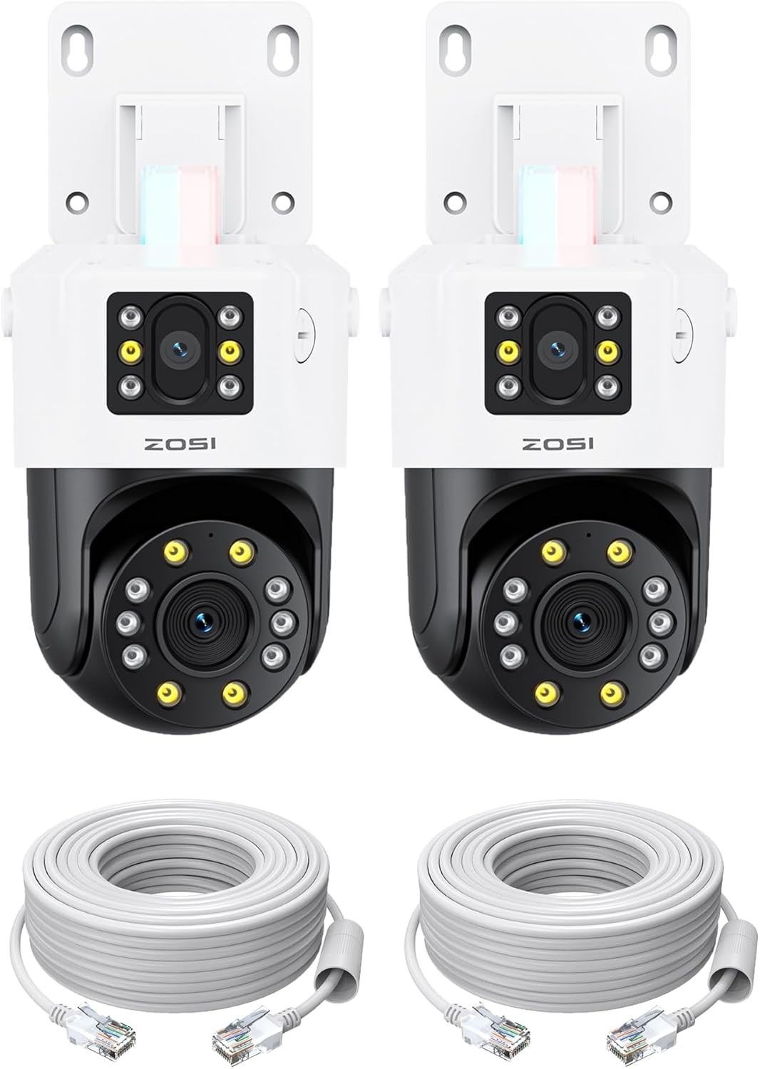 ZOSI 2 x C298 Pro 4K 8MP Dual-Lens(2x4MP) Add-on PoE IP Security Camera Detect
