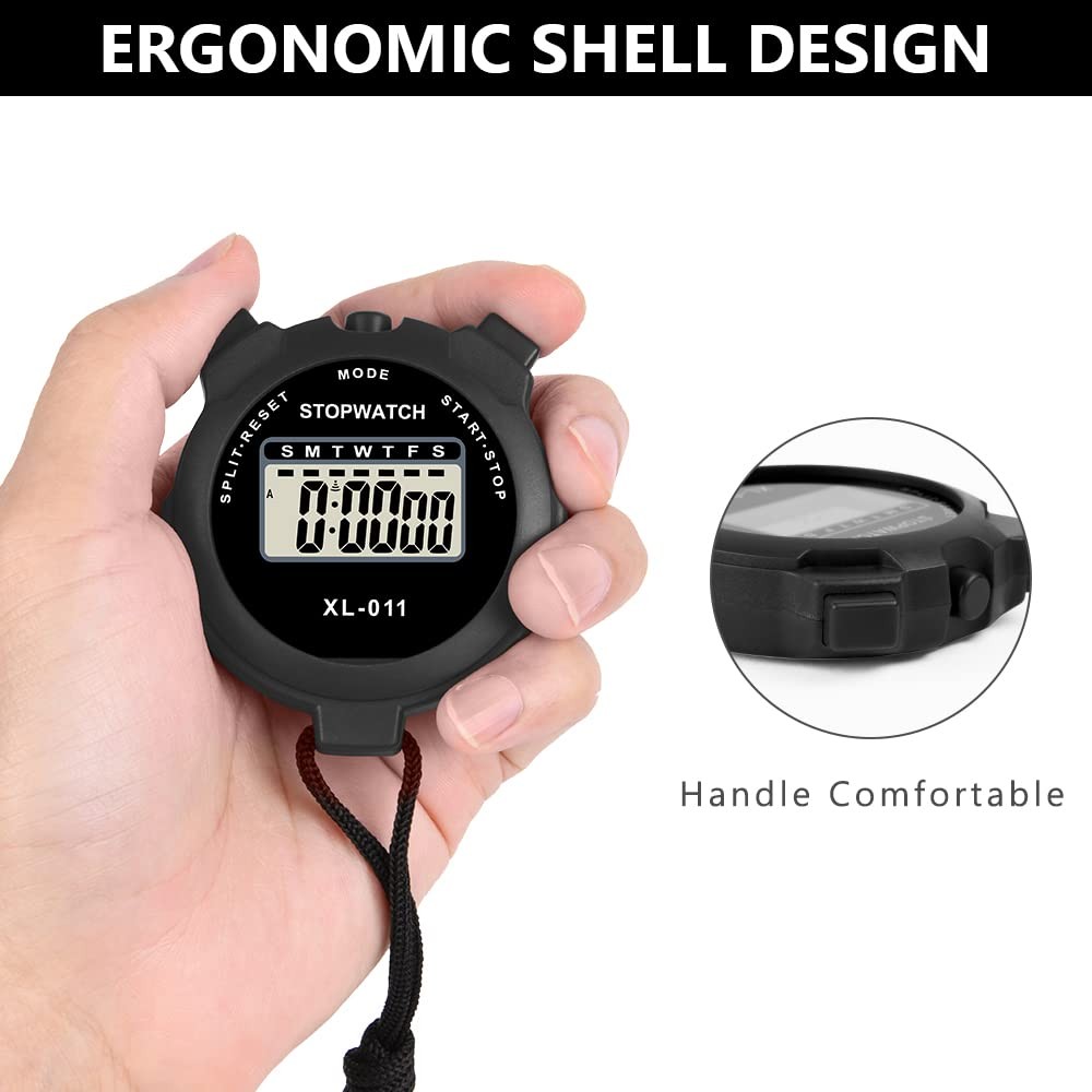 Digital Sports Timer Travel Stopwatch Single Lap Split Timer with Large Display