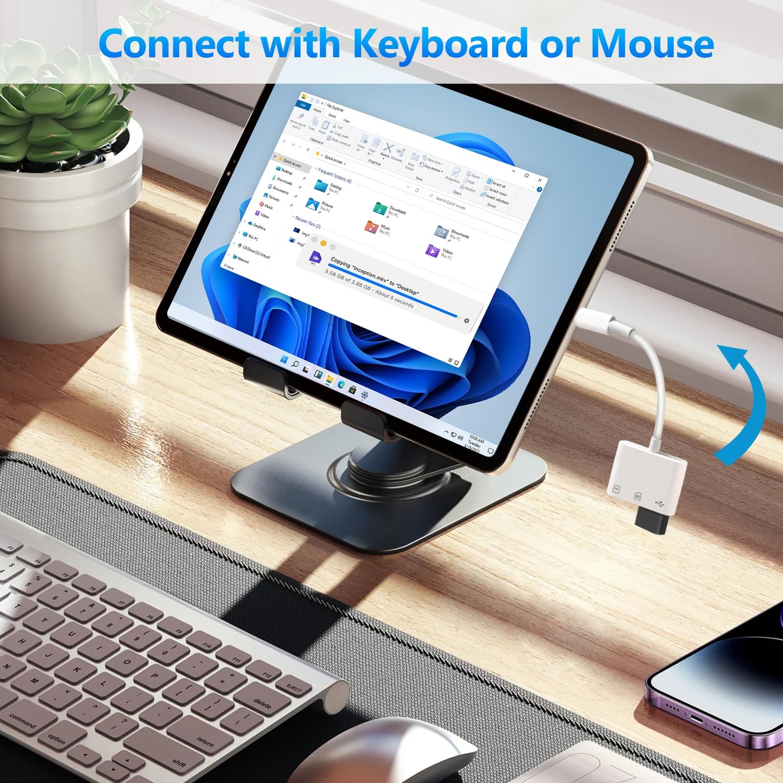 SD Card Reader for iPhone iPad, SD Card Reader with SD/MicroSD/USB-A 3 Slots,...