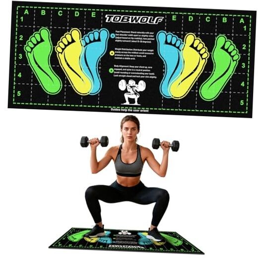31.5'' X 13.8'' Non-Slip Squat Mat with Foot Position, Pro-Grade Exercise Black