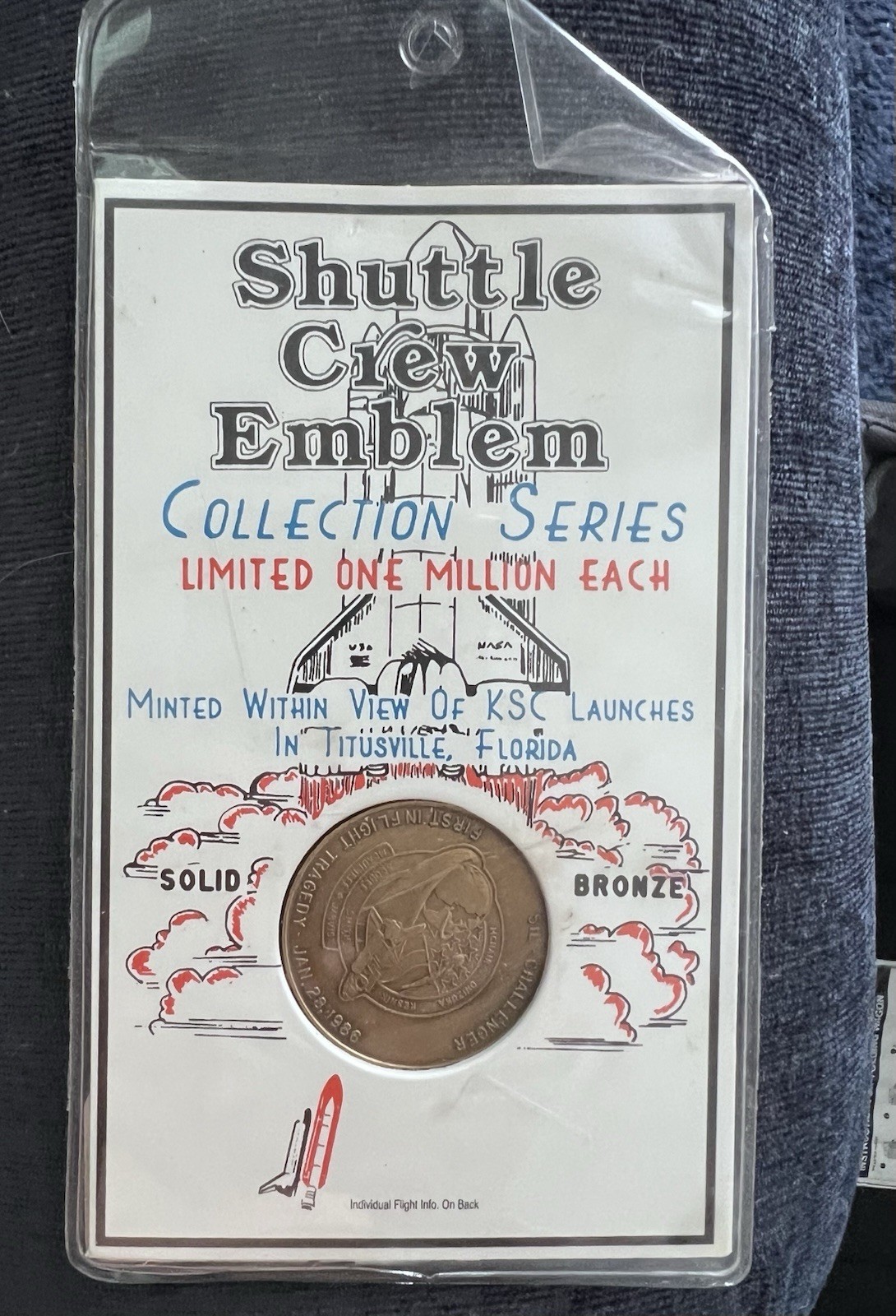 Shuttle Crew Emblem Coin 51L Challenger 1986 Collection Series Solid Bronze