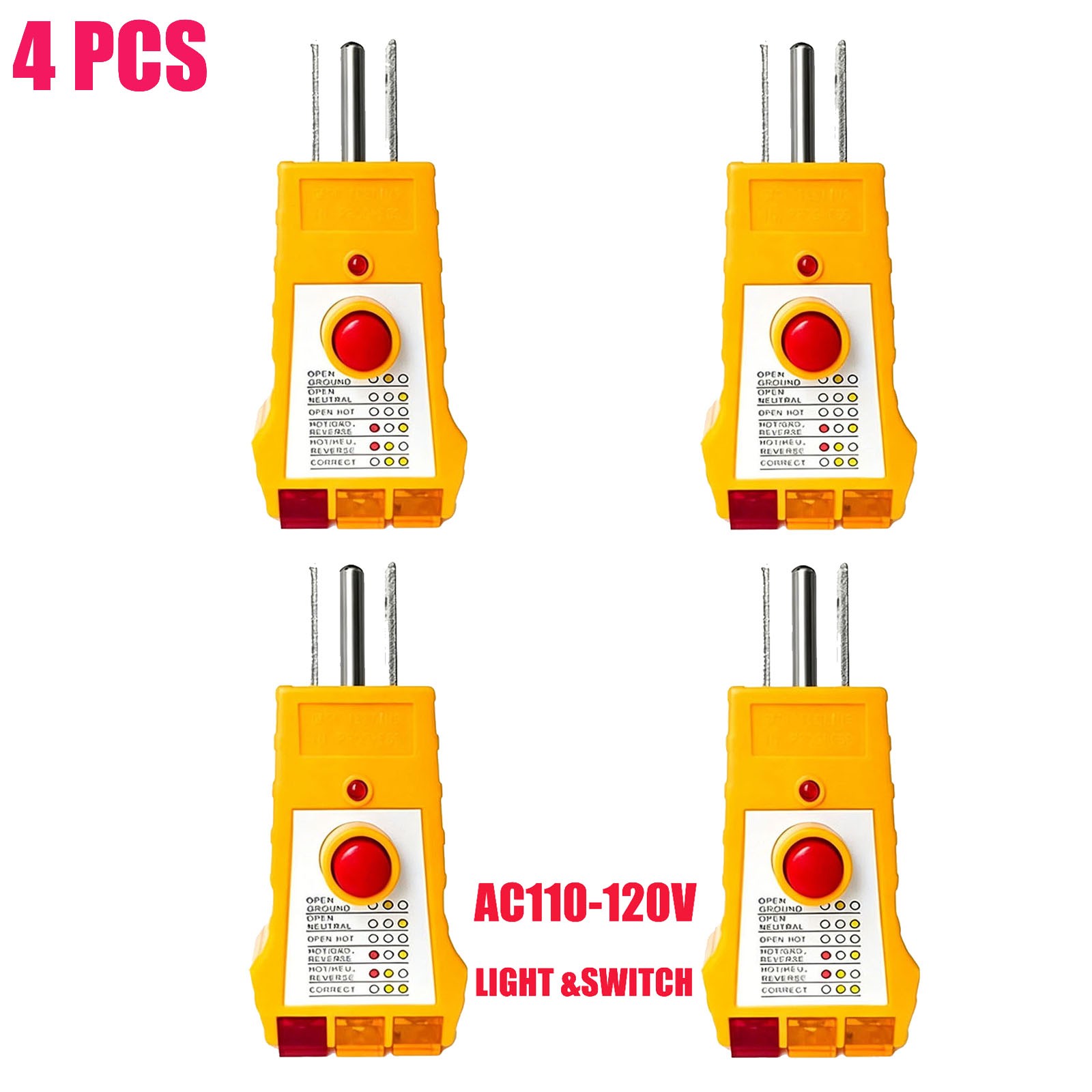 4x 3pin Outlet Tester For Grounding Products For GFCI Electrical AC110-120V NEW