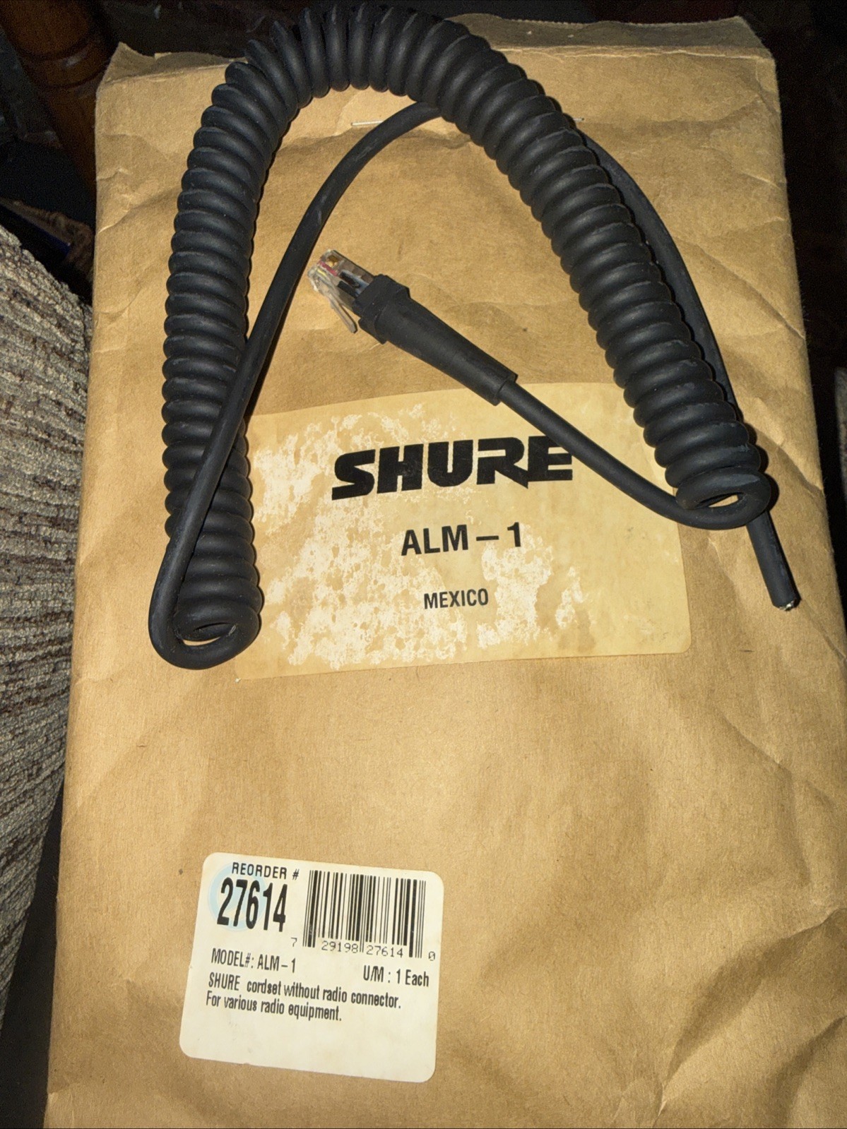ALM-1 SHURE BROTHERS ALM New Old Stock Mic Connector For 550T Mic Cord