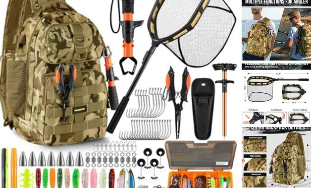 Fishing Backpack with Floating Fishing Backpack with fishing net (orange)