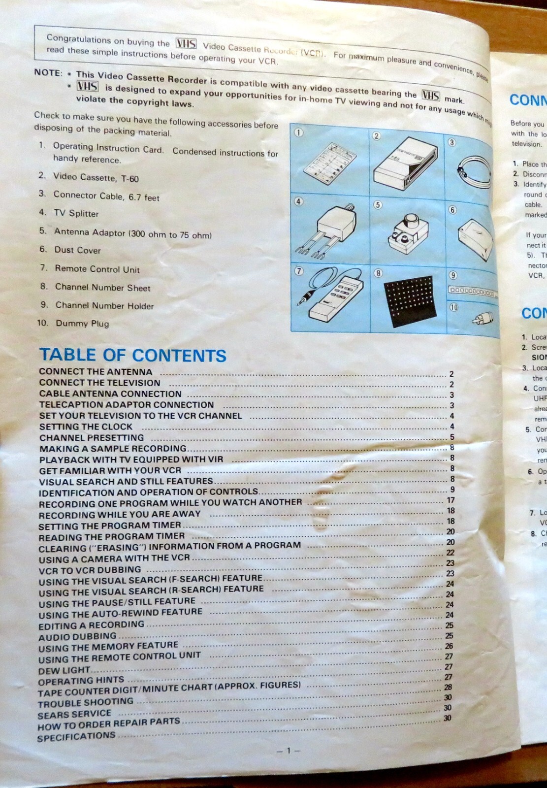Sears VHS Operation manual - Model No. 934.53230250 Series