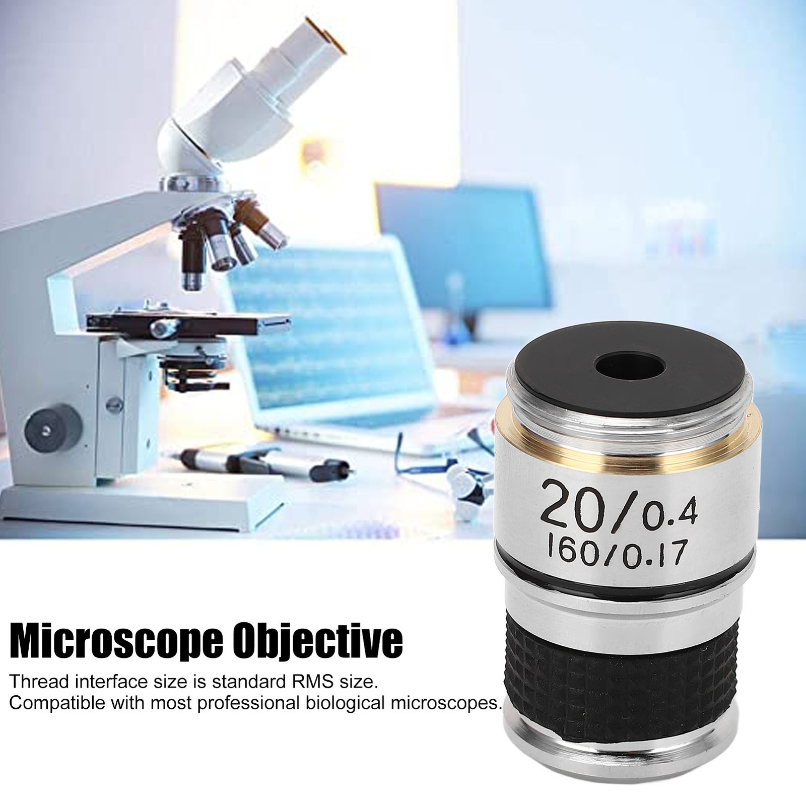 Microscope Objective Lens 20X RMS Interface Microscope Objective Lens Accessory