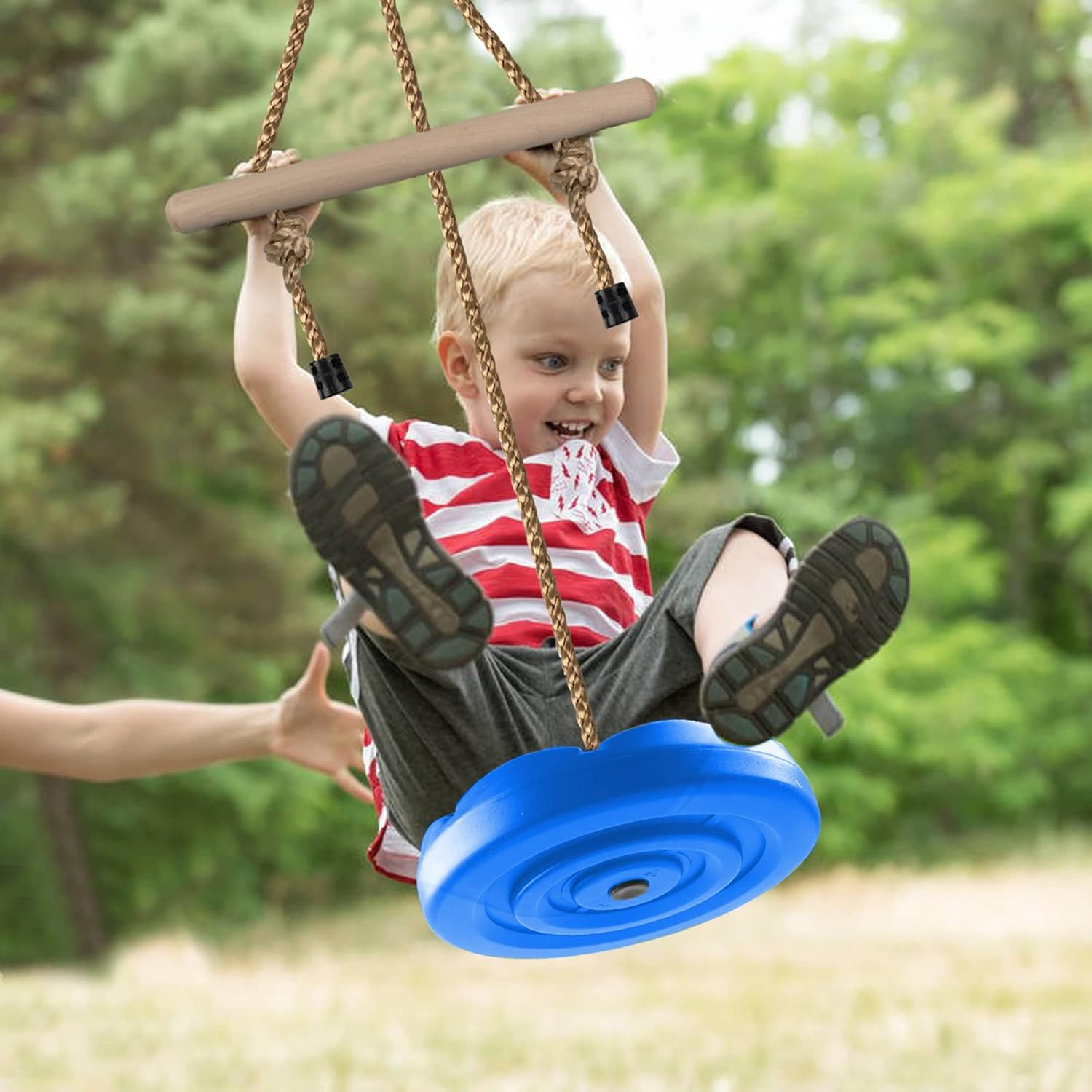 Disc Swing for Kids, Swing Set Accessories, 7FT Height Adjustable Gym Monkey Bar