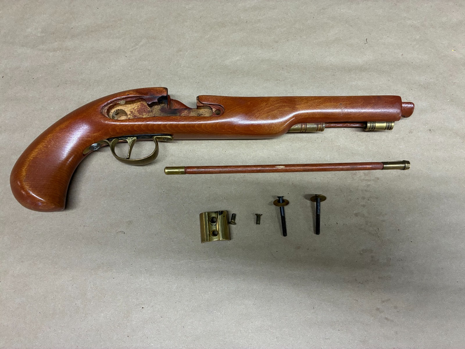 CVA Jukar Spain 45 Cal Black Powder Wood Pistol Stock with 7/8" channel W/Ramrod