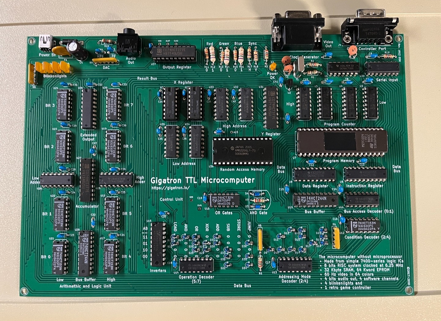 Gigatron TTL 8 Bit Computer Fully Assembled and Tested 32k V6 ROM