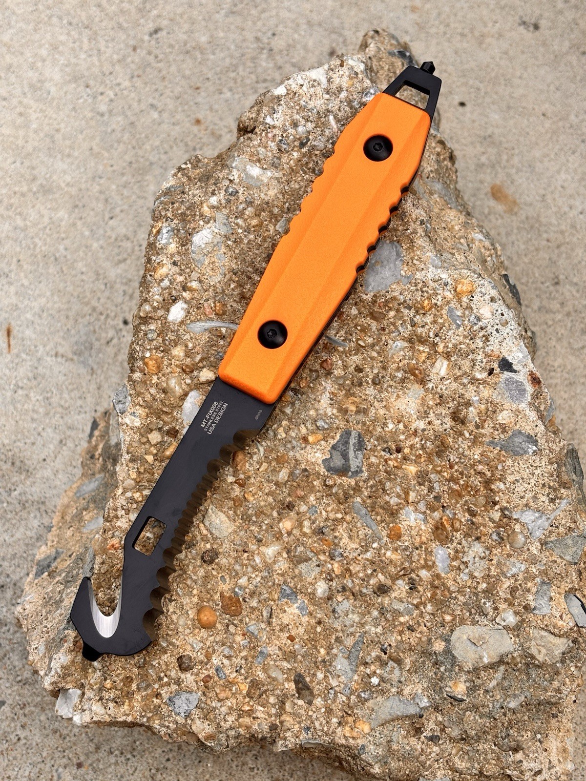 Fixed Blade Knife 7” Emt Rescue Hook Cutter Full Tang Nylon Sheath Professional