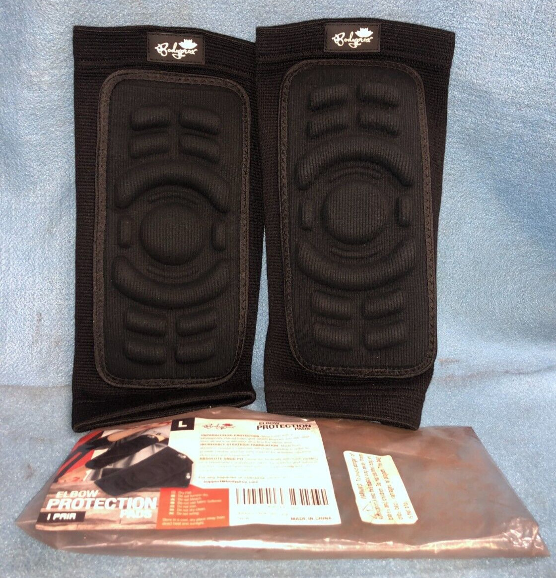 BODYPROX BLACK ELBOW PROTECTION PADS SIZE LARGE 1 PAIR