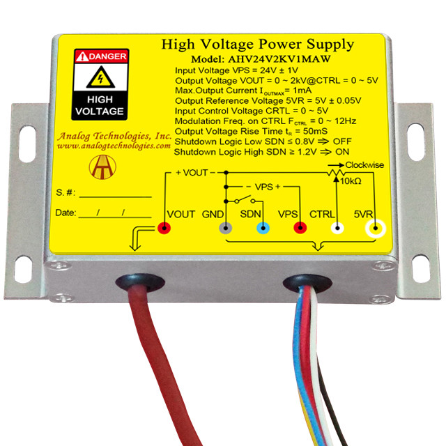 AHV24V2KV1MAW High Voltage DC-DC Power Supply 24VDC Input 2KV 1mA Output