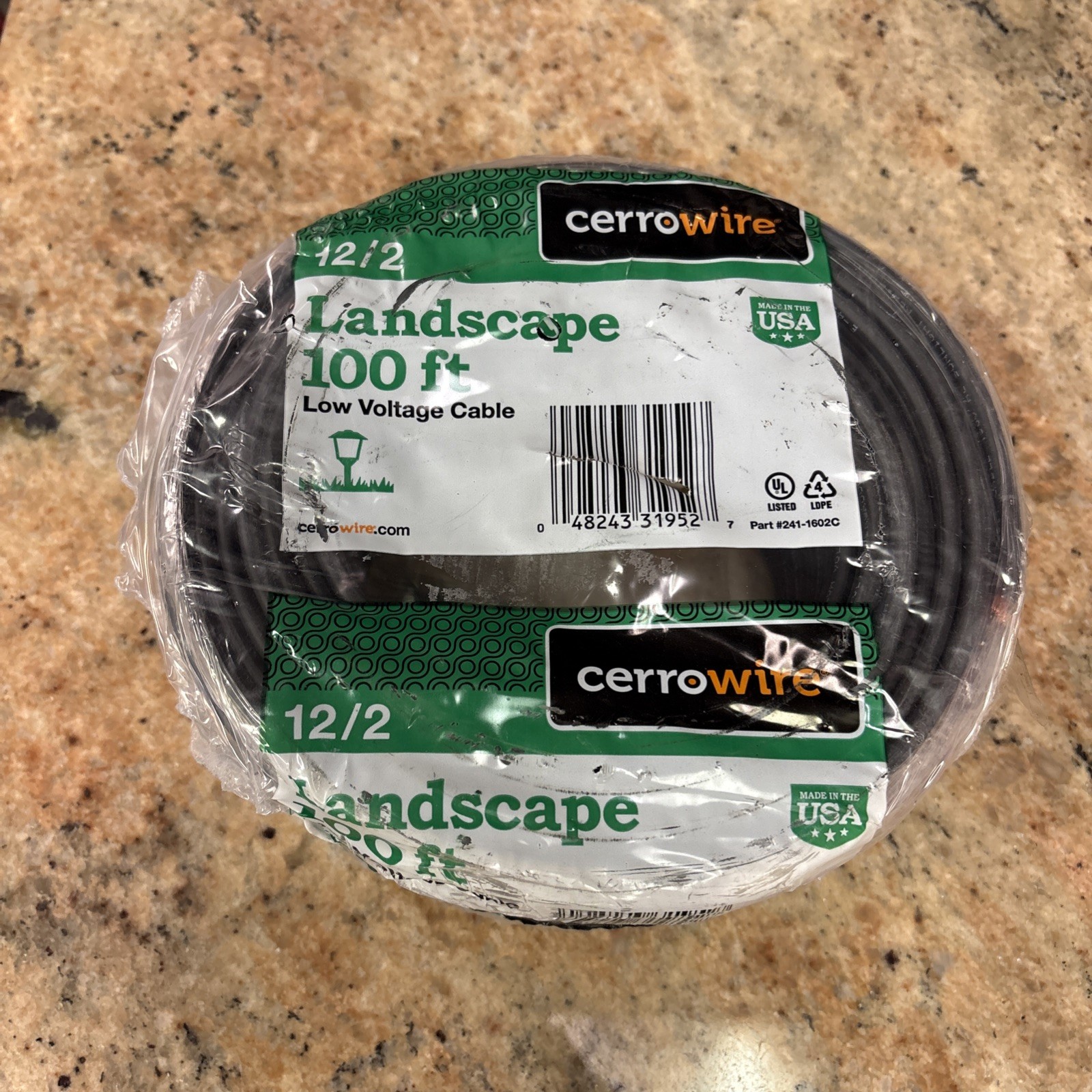 Cerrowire 100 ft. 12/2 Black Stranded Landscape Lighting Wire New