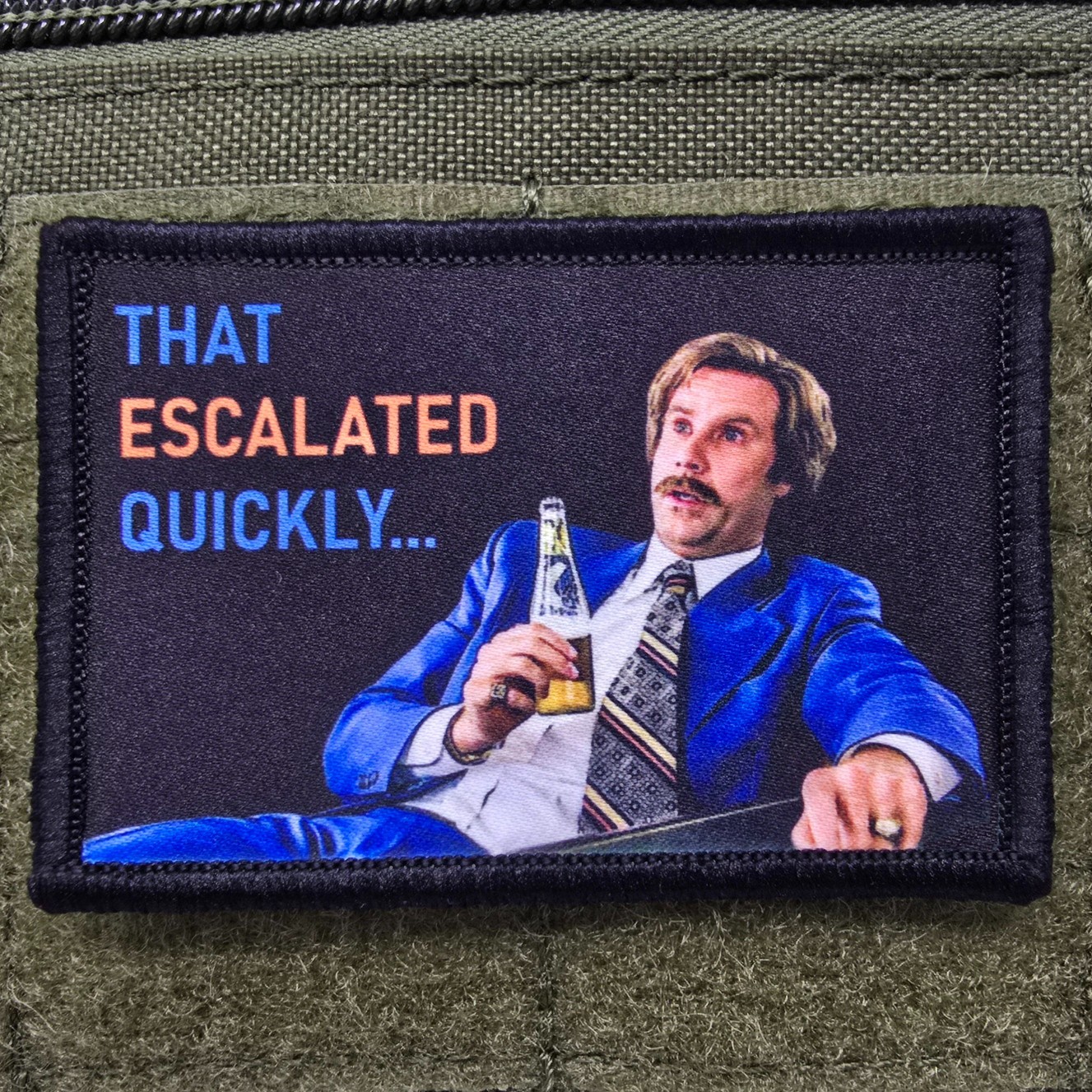 That Escalated Quickly Moral Tactical Meme Anchor USA Man Hook & Loop 3x2