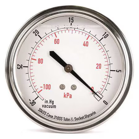 Zoro Select 4Cfu7 Commercial Vacuum Gauge,  +/-3-2-3%, Sil, 4Cfu7