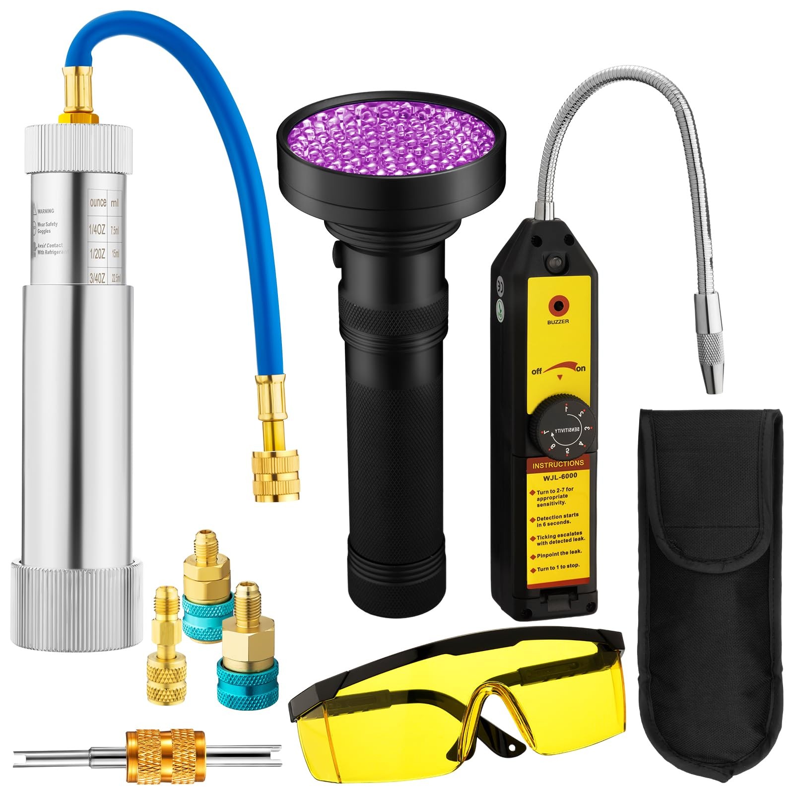 Tellegloww AC Leak Detector Kit, R1234yf R134a R410a Oil UV Dye Injector...