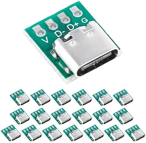 20 Pcs USB 3.1 Type C Connector Board DIY Serial Basic Breakout Female Connector