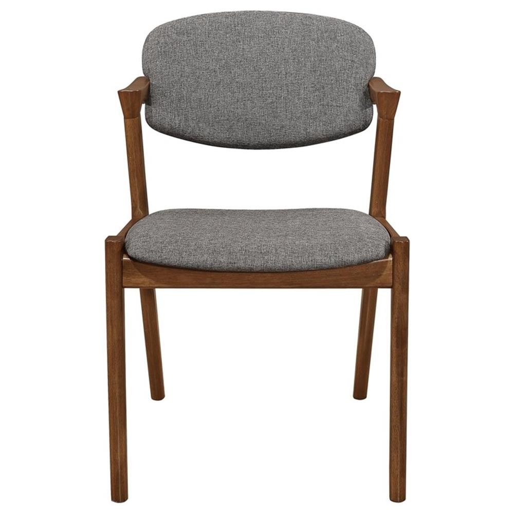 Maklaine Mid-Century Open Back Fabric Dining Chairs in Gray Finish