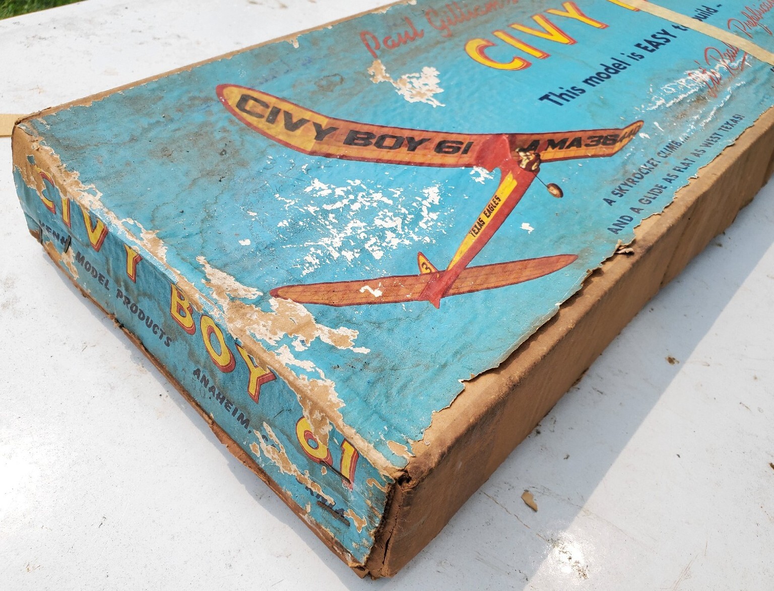 Vtg 1955 Kenhi Civi Boy 61 Gas .19-.35 Engine Plane Model Wood 61" Airplane Kit