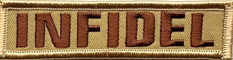 INFIDEL TAN TACTICAL ARMY ISAF BADGE MORALE MOTORCYCLE IRON ON PATCH P-6